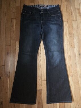 PAIGE Dark Wash Flare Jeans in Indigo-Black